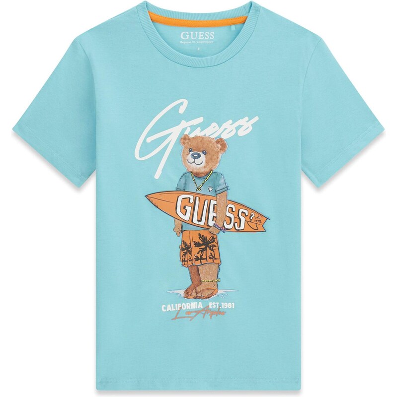 GUESS Tričko tyrkysová / čokoládová / žltá / biela 67654502