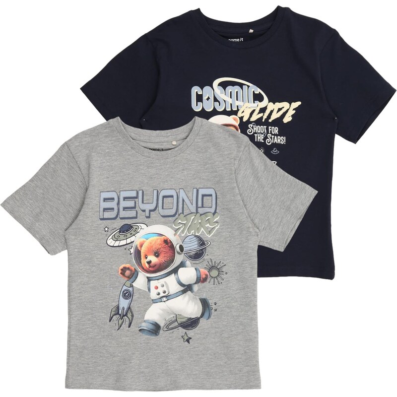 NAME IT Tričko NMMDIFUS krémová / námornícka modrá / sivá melírovaná / 67654596