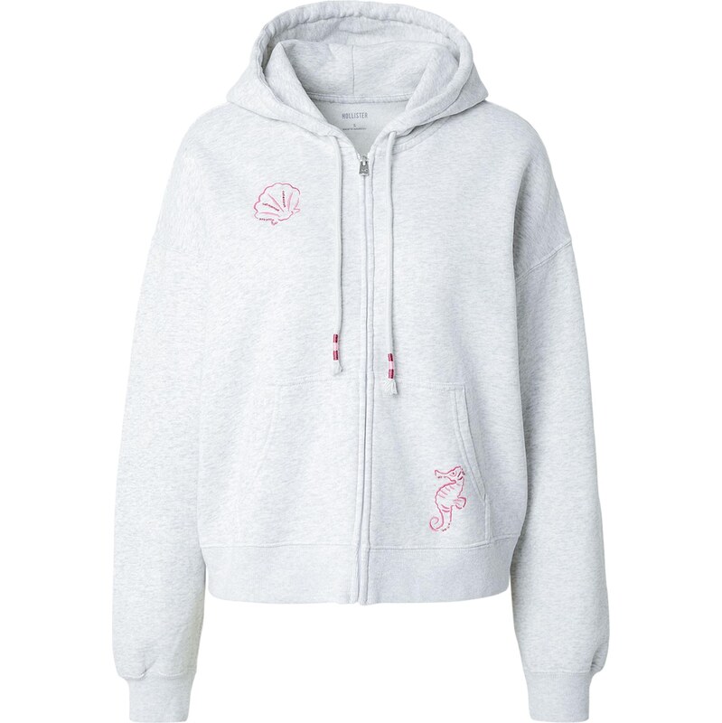 HOLLISTER Tepláková bunda IBIZA SUNRISE svetlosivá / purpurová / 67654605