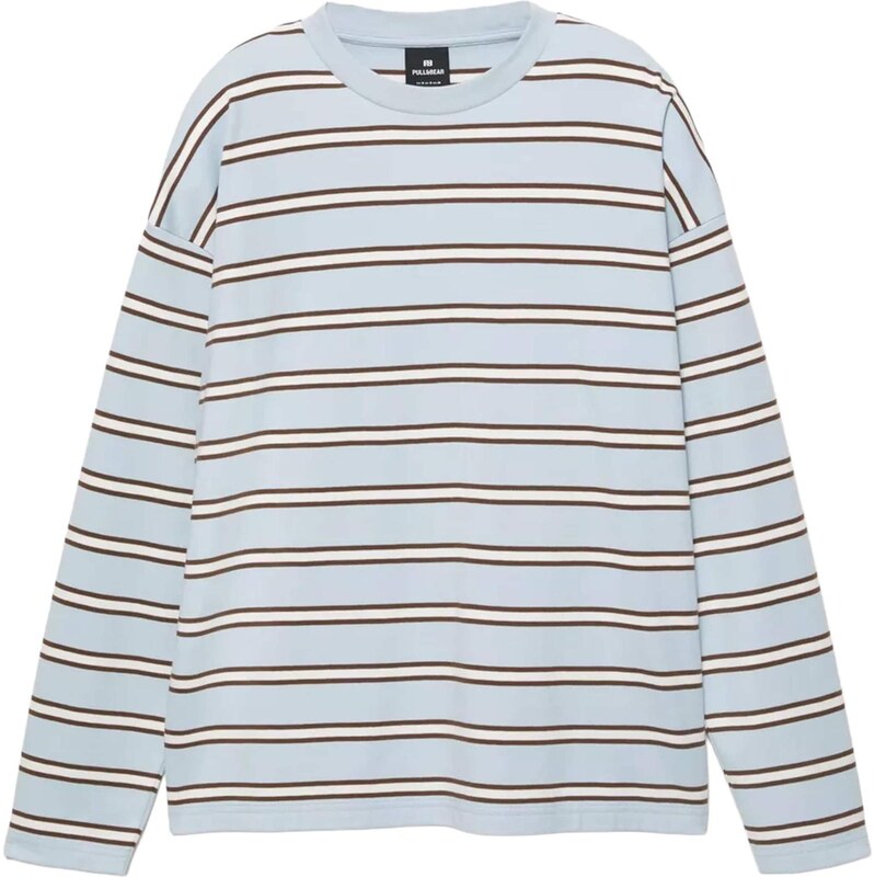 Pull&Bear Tričko pastelovo modrá / hnedá / biela 67654616