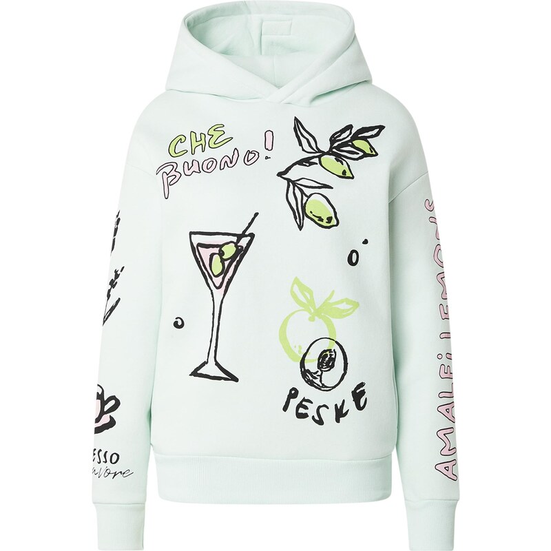 Sublevel Mikina jedľová / pastelovo zelená / ružová / čierna 67655021