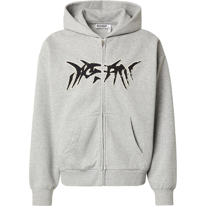 WEEKDAY Tepláková bunda sivá melírovaná / čierna / biela 67655023