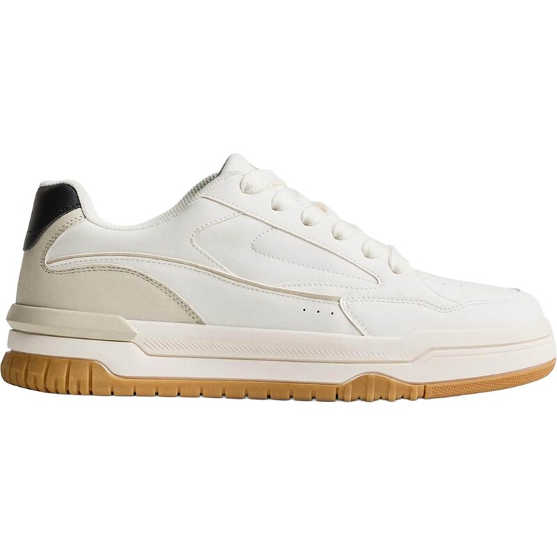 Bershka Nízke tenisky béžová / čierna / biela 67655106