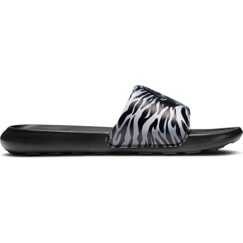 Nike Victori One Womens Print Slides BLACK/BLACK-METALLIC SILVER 67649105