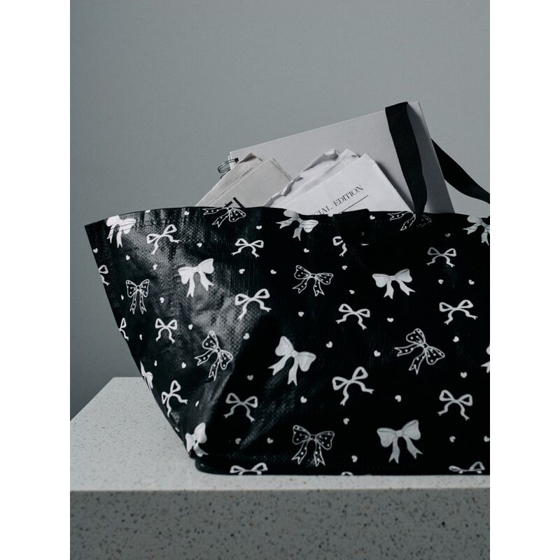 Sinsay - Nákupná taška s motívom mašličiek - čierna 67657652