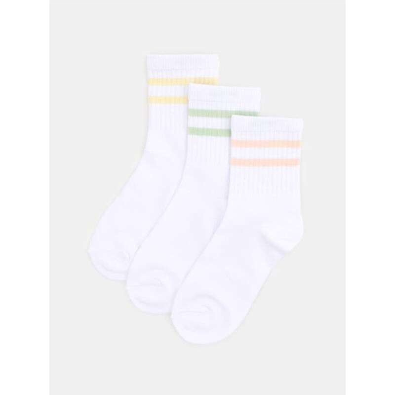 Sinsay - Súprava 3 párov ponožiek - biela 67651855