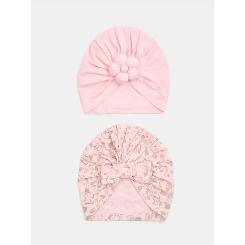 Sinsay - Bavlnený turban s kvetom a mašľou – balenie 2 ks - pastelová 67723040