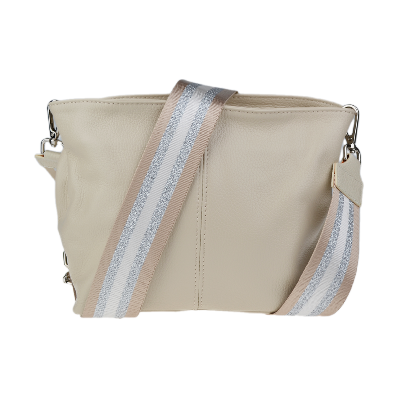 Béžová kožená talianska crossbody kabelka Batilda Beige Crema s 67659136