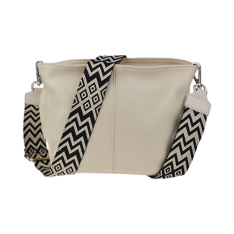 Béžová kožená talianska crossbody kabelka Batilda Beige Crema s 67659137