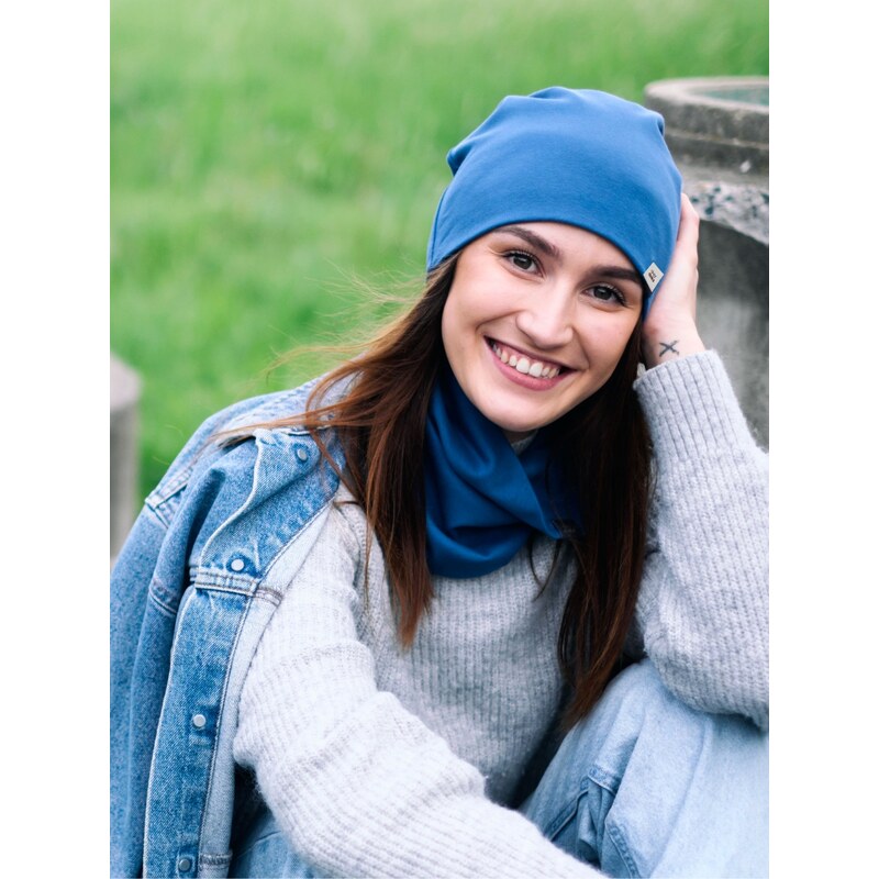 DOKE Set čiapka a nákrčník organic dark blue 65244538