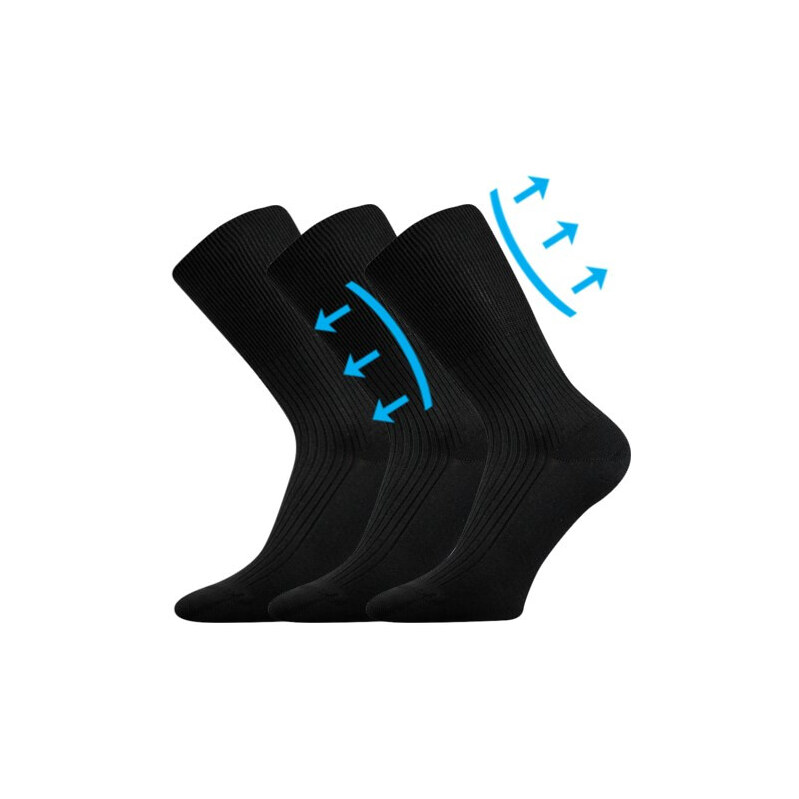 3PACK ponožky Lonka medicine čierné (Zdravan) 67661099