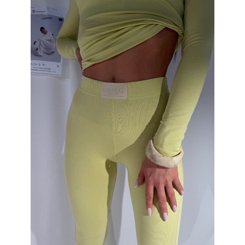 LaManuel PRIME citrónové legíny – vysoký pás, flare strih 67662188