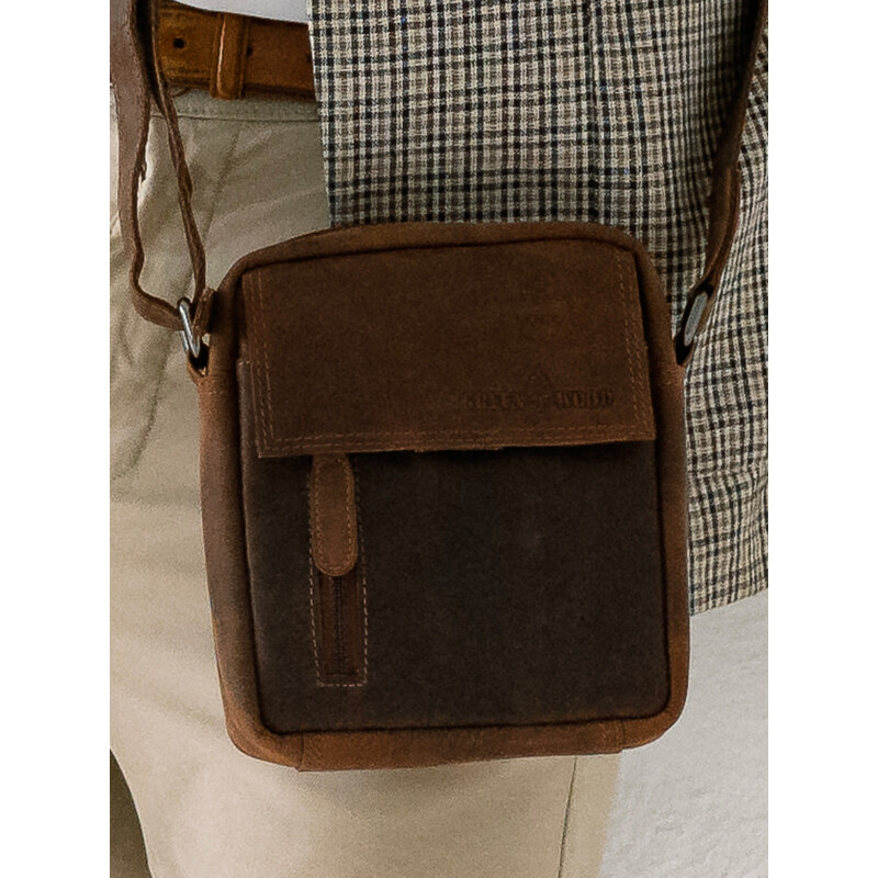 Pánska kožená taška cez rameno Greenwood Jerode - hnedá 47749931