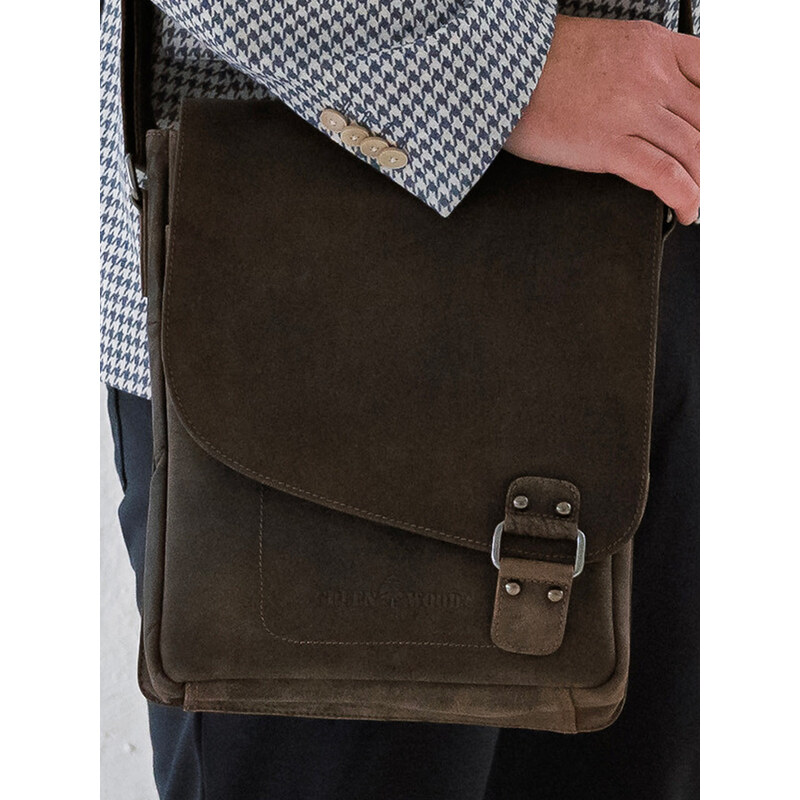 Pánska kožená taška cez rameno Greenwood Eithan - tmavo hnedá 18973660