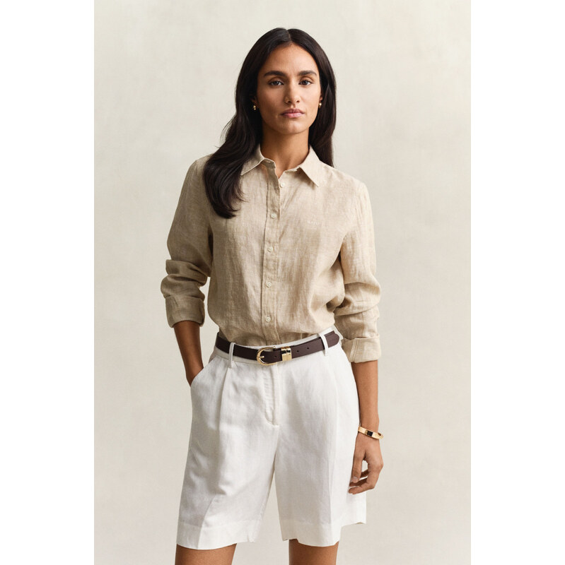 KOŠEĽA GANT REG LINEN LS SHIRT OAT BEIGE 67664666