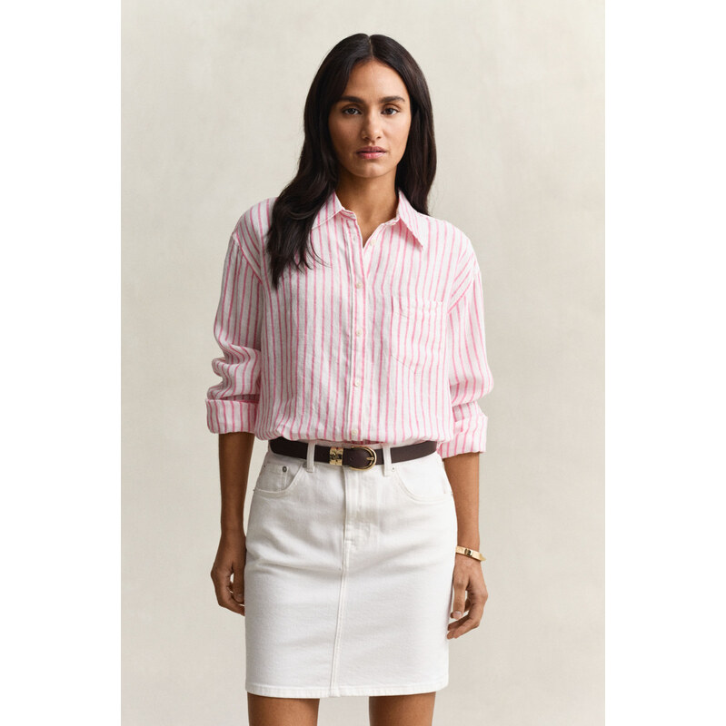 KOŠEĽA GANT REL STRIPED LINEN LS SHIRT BRIGHT FUSCHIA 67664668
