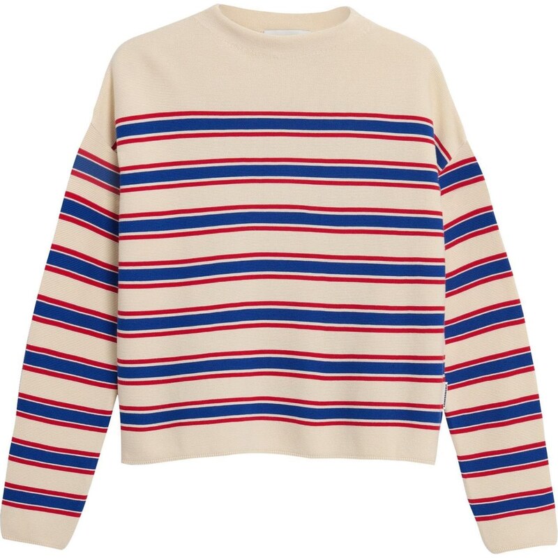 ARMEDANGELS Sveter Merina béžová / kráľovská modrá / oranžovo červená 67665240