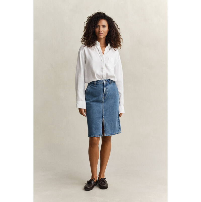 SUKŇA GANT DENIM PENCIL SKIRT MID BLUE 67664672