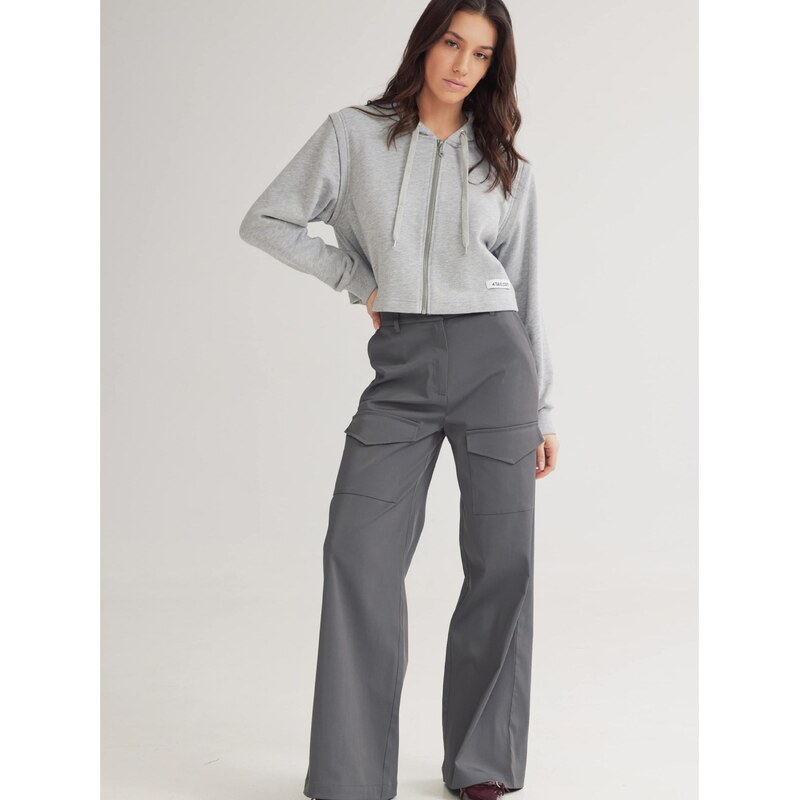 4TAILORS Tepláková bunda sivá melírovaná 67665883