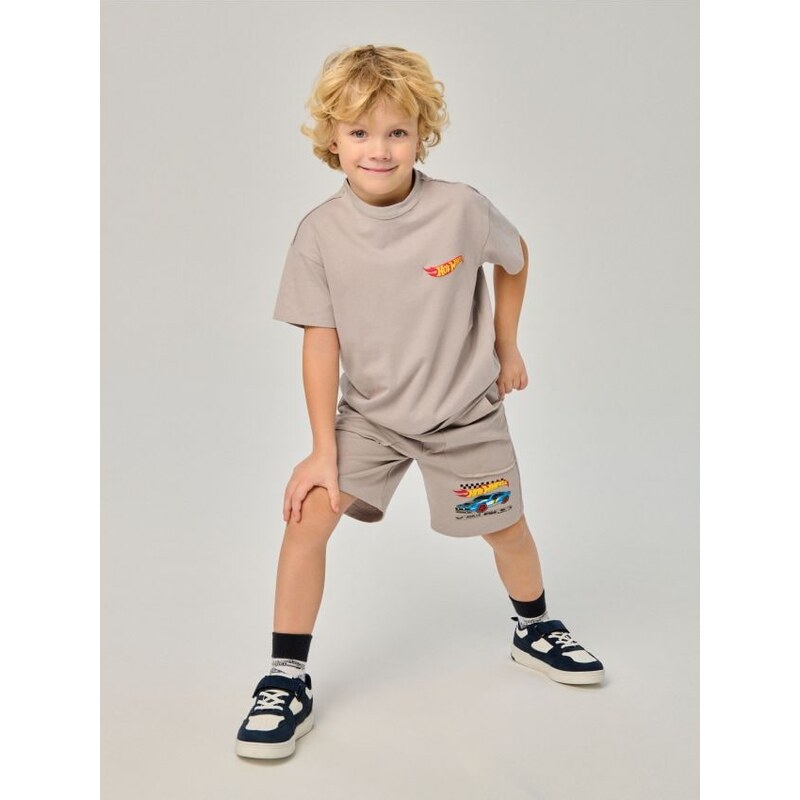 Sinsay - Pletené šortky s potlačou Hot Wheels - svetlošedá 67664845