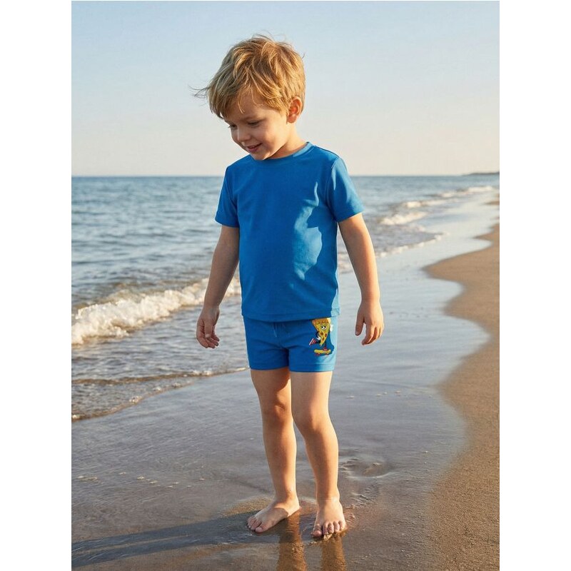 Sinsay - Plavkové šortky s potlačou - modrá 67664869