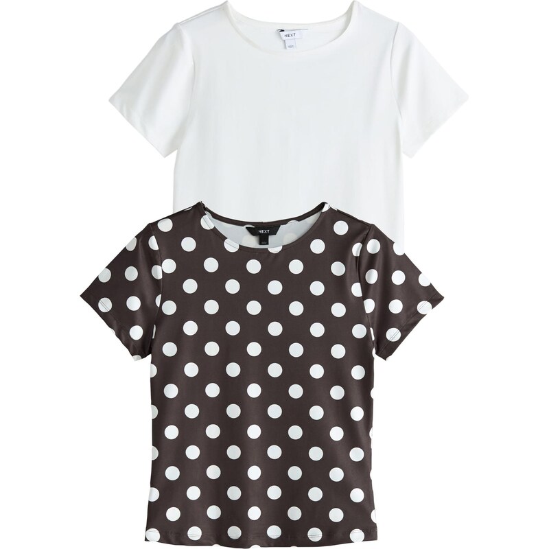 Next Tričko tmavohnedá / biela 67668388