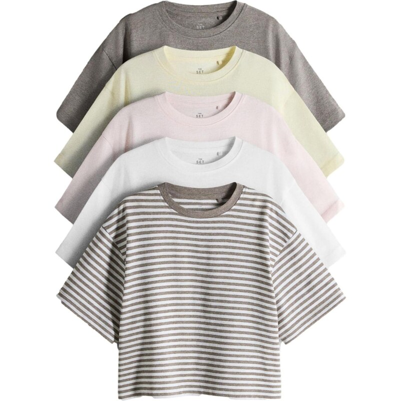 The Set Tričko svetložltá / tmavošedá / sivá melírovaná / ružová / 67668450