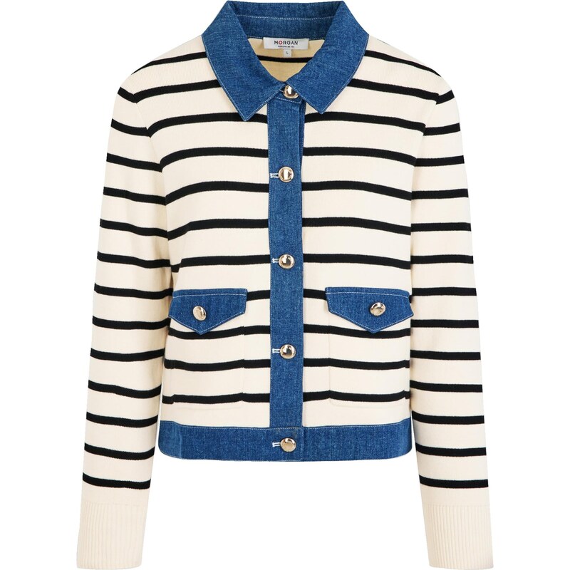 Morgan Kardigán námornícka modrá / modrá denim / šedobiela 67668628