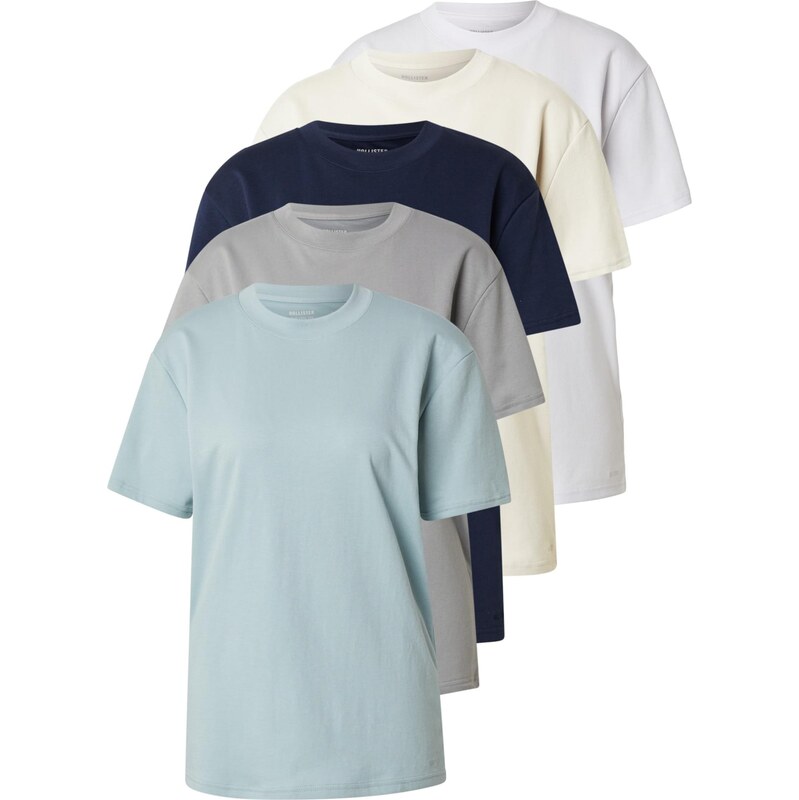 HOLLISTER Tričko nebielená / námornícka modrá / nebesky modrá / sivá / 67668843