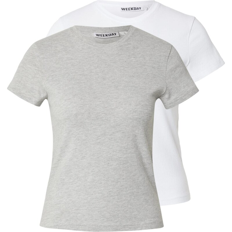 WEEKDAY Tričko Carla sivá melírovaná / biela 67668901