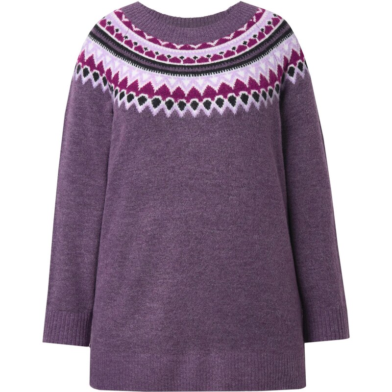 Ulla Popken Sveter baklažánová / vínovo červená / čierna 67677876