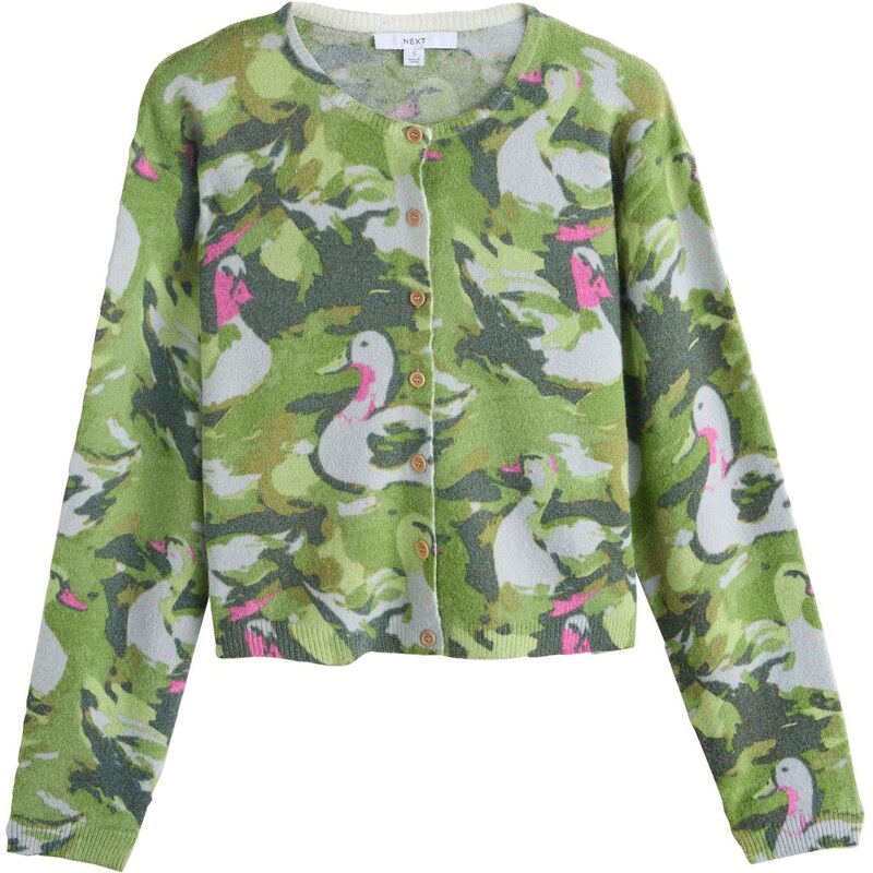 Next Kardigán kiwi / jedľová / svetloružová / šedobiela 67678216