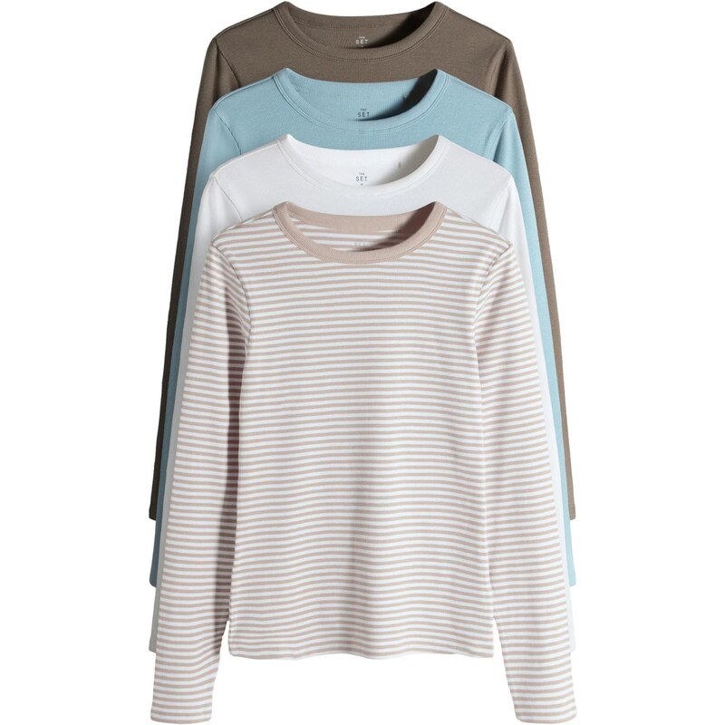 The Set Tričko modrozelená / svetlohnedá / tmavohnedá / biela 67678209