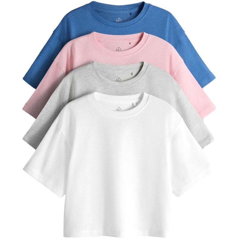 The Set Tričko zafírová / svetlosivá / ružová / biela 67678254