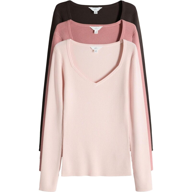 The Set Sveter tmavohnedá / ružová / pastelovo ružová 67678292
