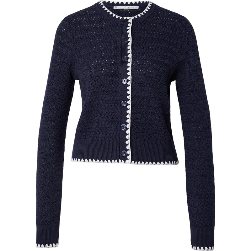 Abercrombie & Fitch Kardigán námornícka modrá / biela 67678452