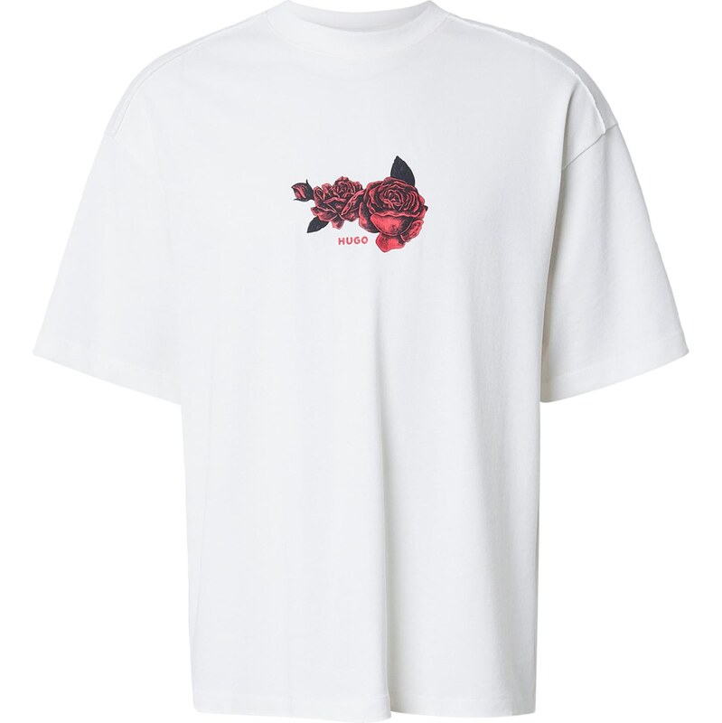 HUGO Tričko Domans béžová / svetlomodrá / tmavosivá / tmavočervená 67678600