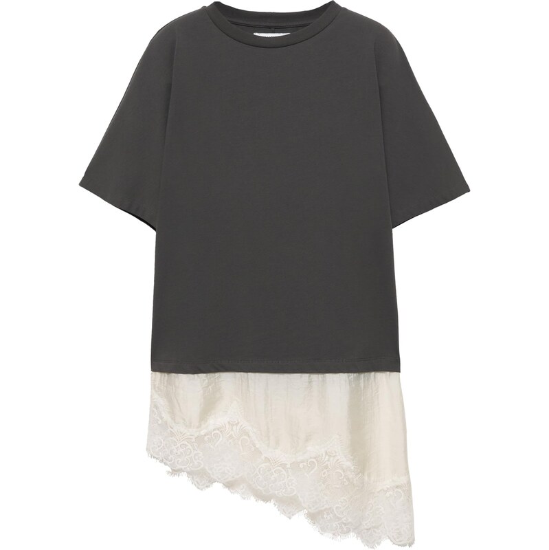 Pull&Bear Tričko antracitová / biela 67678707