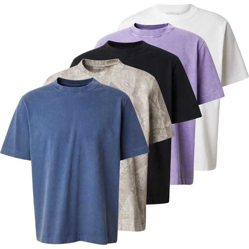 Abercrombie & Fitch Tričko béžová / modrá / svetlofialová / čierna / 67678769