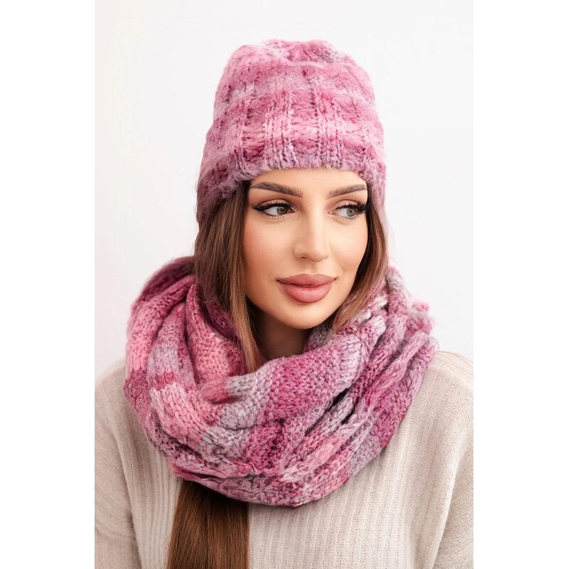 MladaModa Komplet - dámska čiapka + komín K500 staroružový 67680757