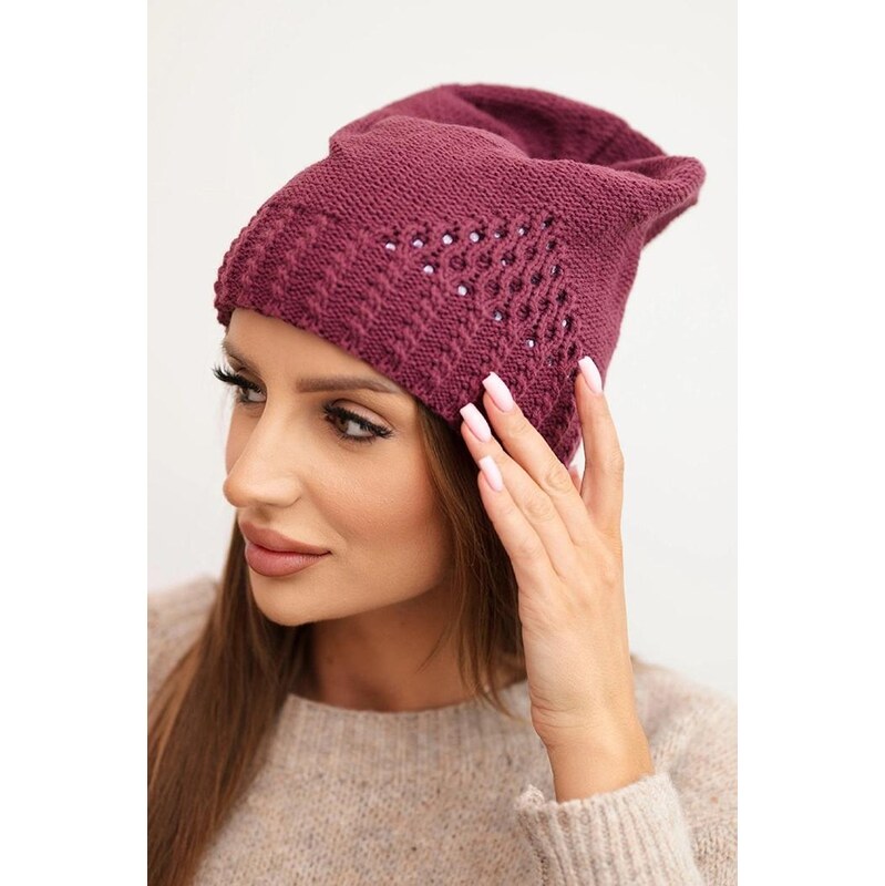 MladaModa Dámska čiapka s ozdobným vzorom so zirkónmi K449 fialová 67680769