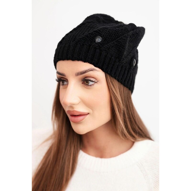 MladaModa Dámska čiapka s ozdobnými kryštálikmi K461 čierna 67680868