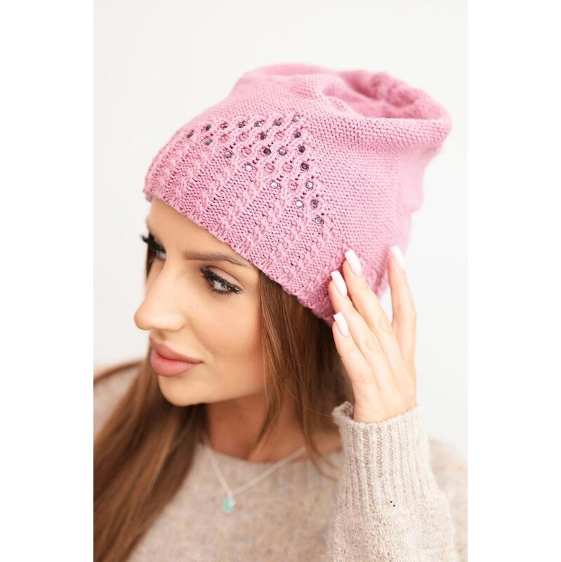 MladaModa Dámska čiapka s ozdobným vzorom so zirkónmi K449 farba lila 67680882