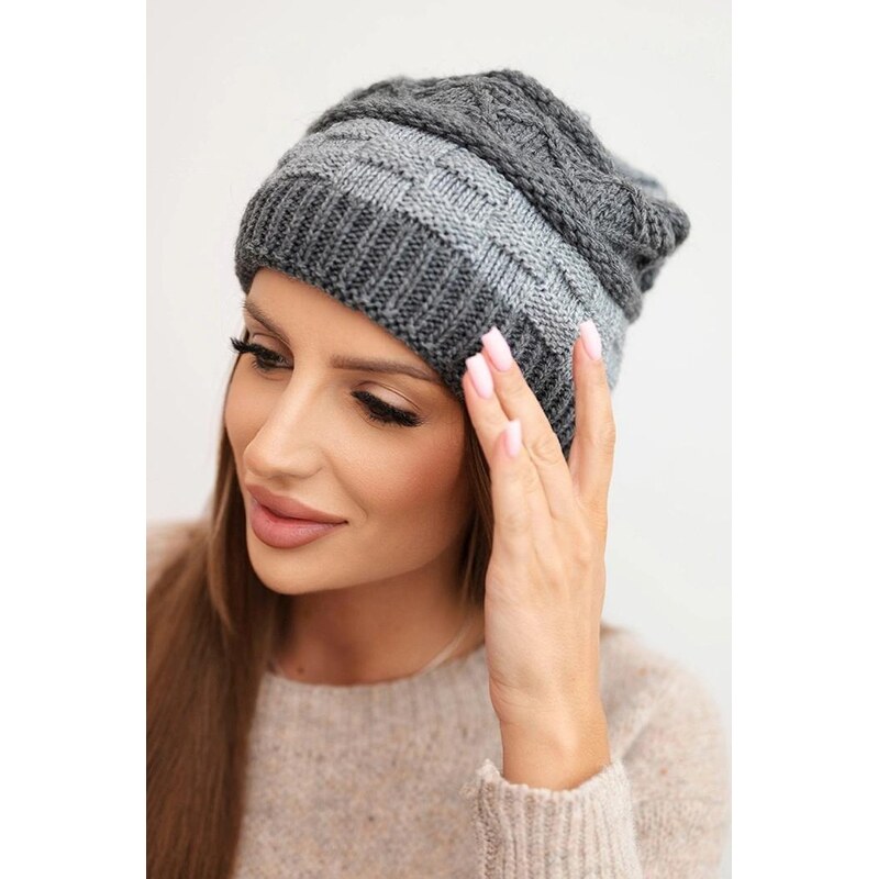 MladaModa Dámska čiapka s ozdobným vzorom K446 šedá+grafitová 67680894