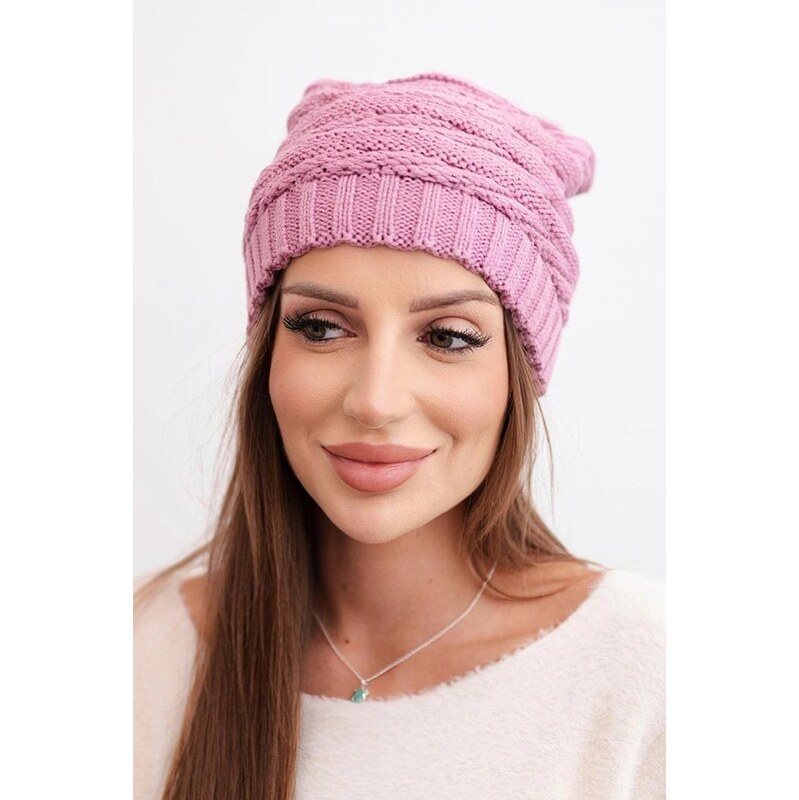 MladaModa Dámska čiapka s klasickým rebrovaným vzorom K439 farba lila 67680903