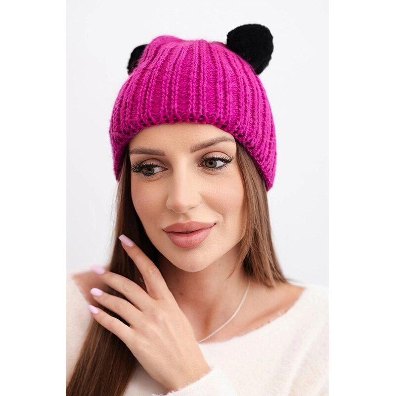 MladaModa Dámska čiapka s dvoma brmbolcami K433 fuksiová 67680919