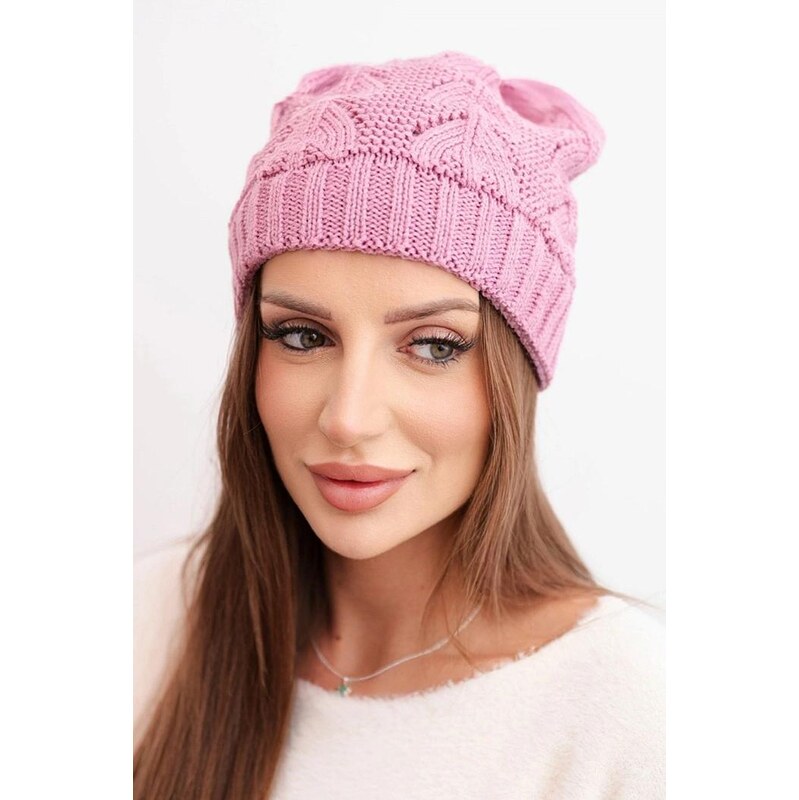 MladaModa Dámska čiapka s ažúrovým vzorom K427 staroružová 67680926