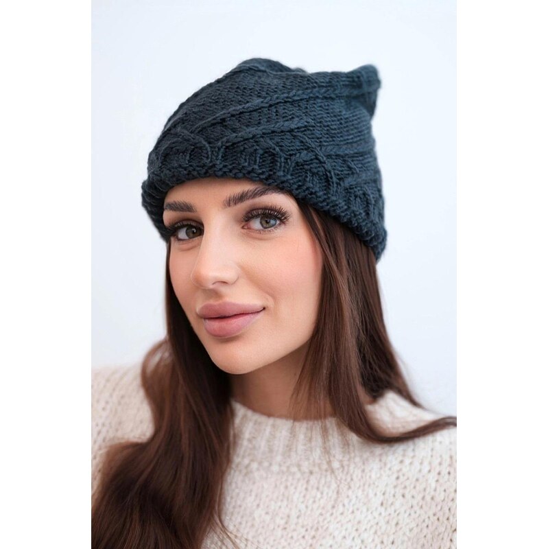 MladaModa Dámska čiapka s ozdobným vzorom K403 grafitová 67680942