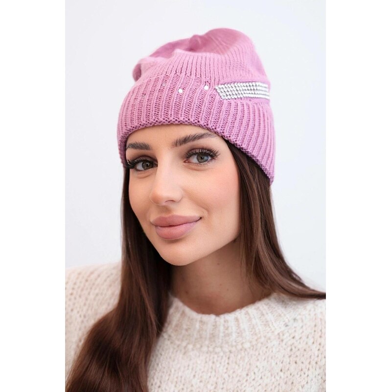 MladaModa Dámska čiapka s ozdobným pásikom zo zirkónov K402 67680947