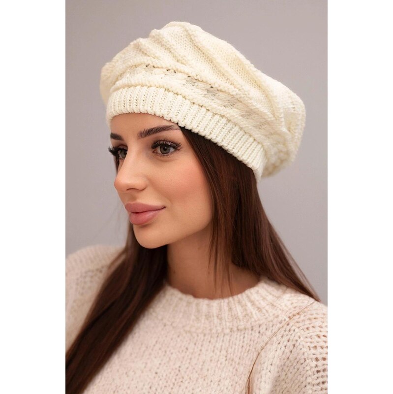 MladaModa Dámska čiapka s baretkovým strihom K378 farba tmavá ecru 67680967
